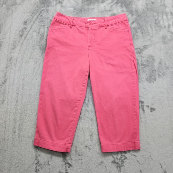 St John's Bay Pants Womens 6 Pink Mid Rise Capri Pedal Pusher Stretch Barbie - Picture 1 of 11